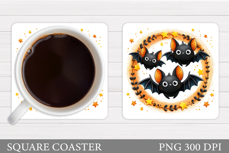 Bat Coaster Sublimation. Halloween Coaster Design