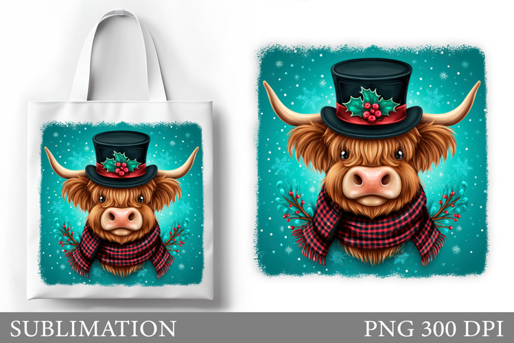 Christmas Cow Tote Bag. Christmas Tote Bag Sublimation