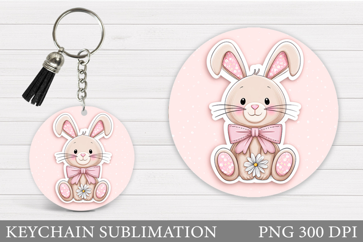 Cute Bunny Keychain Design. Cute Bunny Sublimation