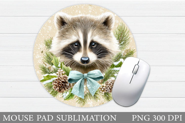 Raccoon Mouse Pad Sublimation. Christmas Mouse Pad Design