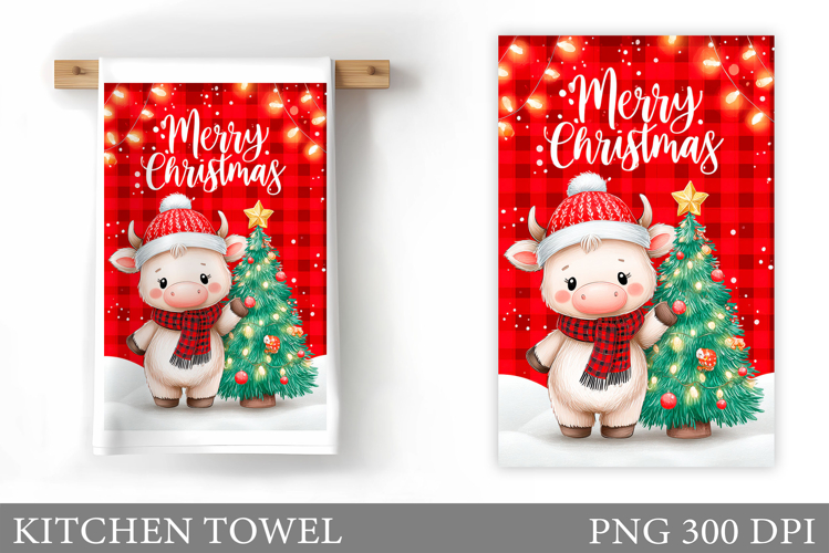 Christmas Cow Kitchen Towel. Christmas Kitchen Towel Design