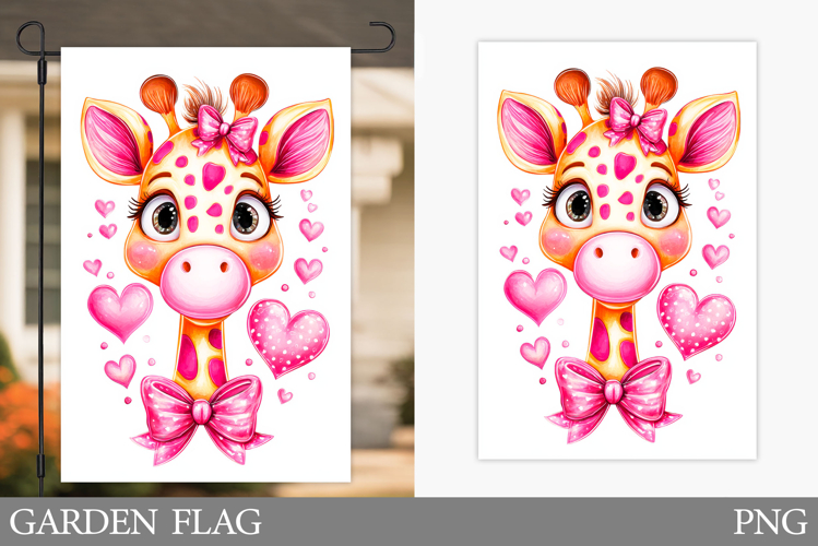 Valentines Giraffe Garden Flag. Valentines Garden Flag