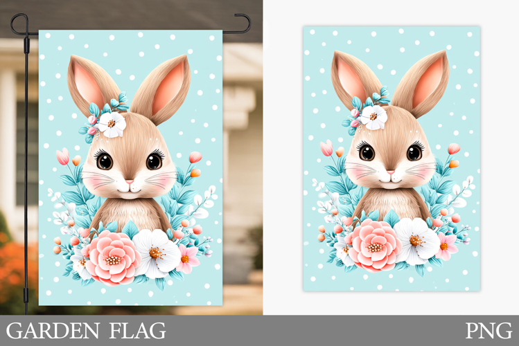 Cute Bunny Garden Flag. Summer Garden Flag Design