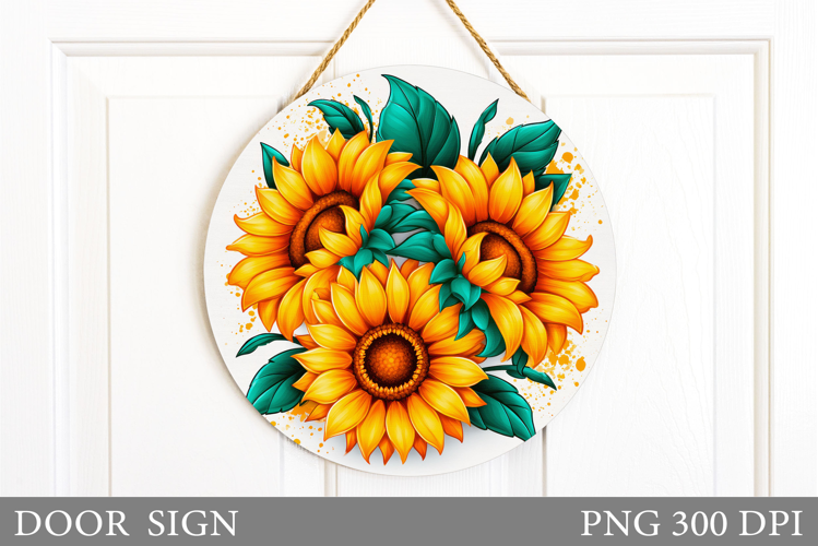 Sunflowers Door Sign Design. Floral Door Sign Sublimation