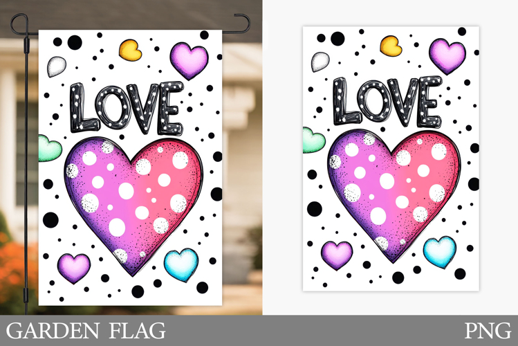 Valentines Love Garden Flag. Valentine Garden Flag Design