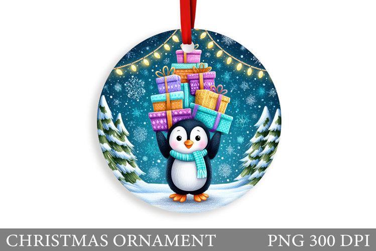 Cute Penguin Christmas Ornament. Cute Penguin Sublimation