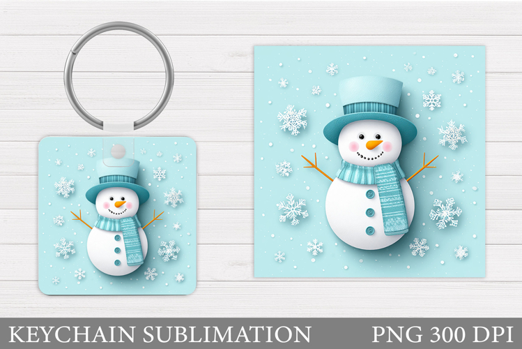 Christmas Snowman Keychain. Christmas Keychain Sublimation