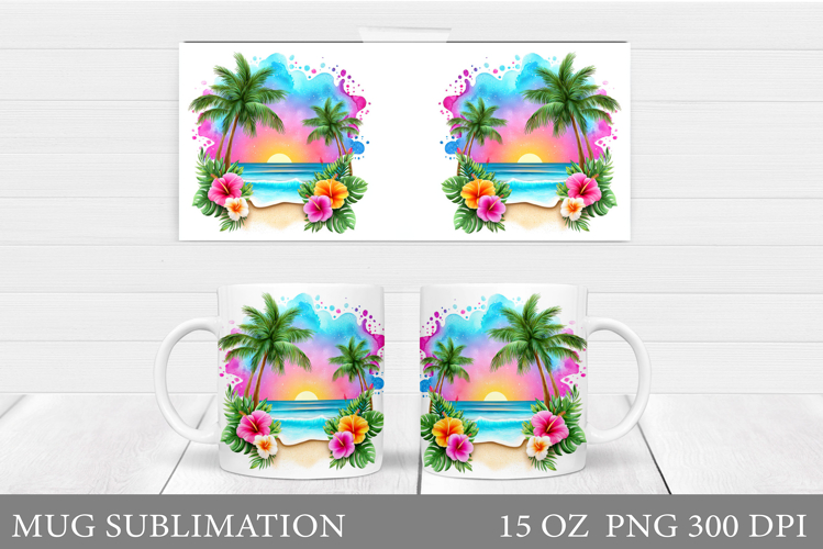 Sea Mug Wrap Design. Sea Sublimation