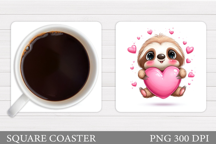 Valentines Sloth Coaster Design. Valentines Sloth Coaster