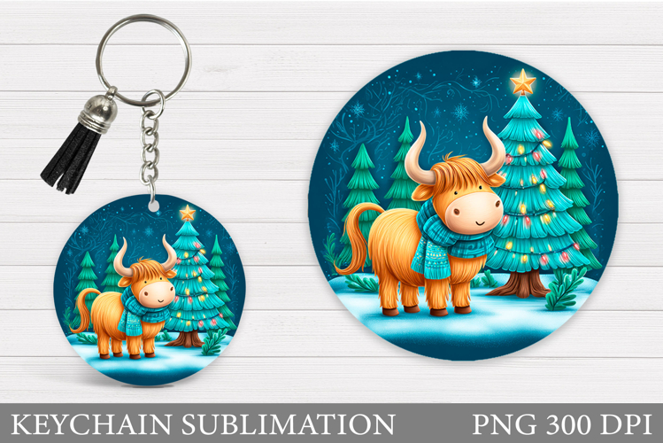Christmas Cow Keychain. Christmas Keychain Design