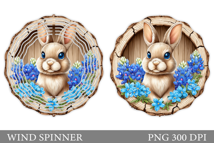 Cute Bunny Wind Spinner. Bunny Flowers Wind Spinner Design