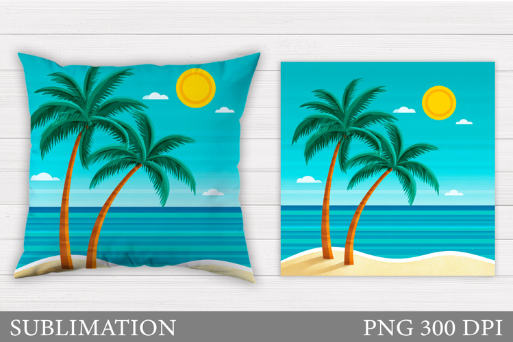 Palm Tree Pillow Sublimation. Summer Pillow Design
