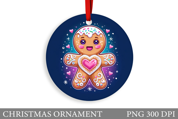 Gingerbread Christmas Ornament. Cute Raccoon Sublimation
