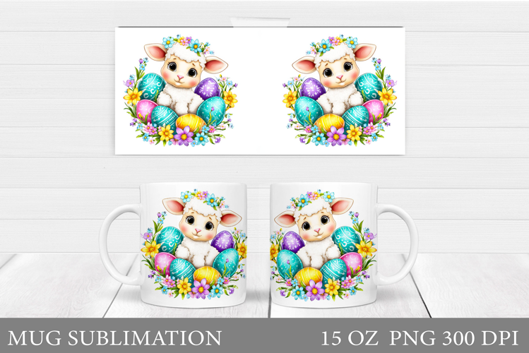 Lamb Easter Mug Sublimation. Easter Lamb Mug Design