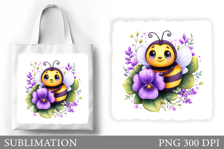 Cute Bee Sublimation. Cute Bee Tote Bag Design