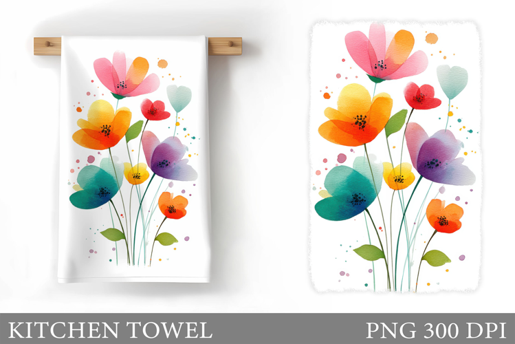 Flowers Kitchen Towel. Floral Kitchen Towel Design