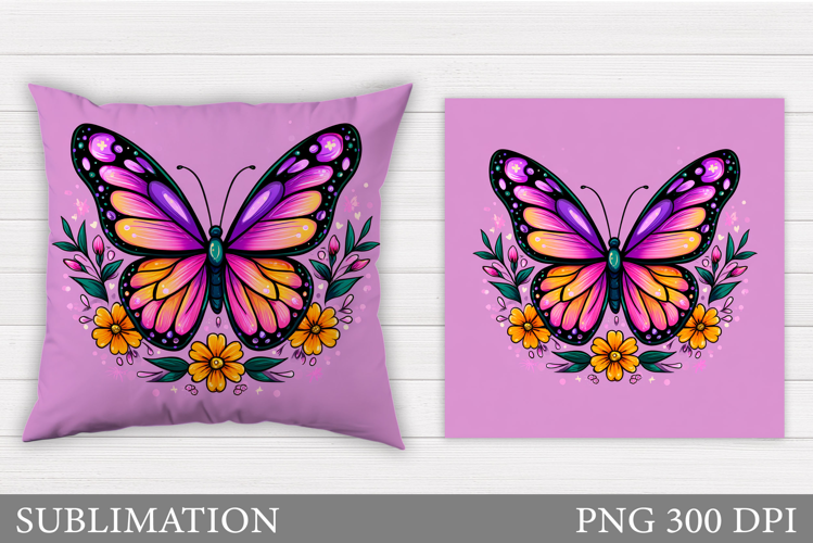 Butterfly Flowers Sublimation. Butterfly Pillow Sublimation