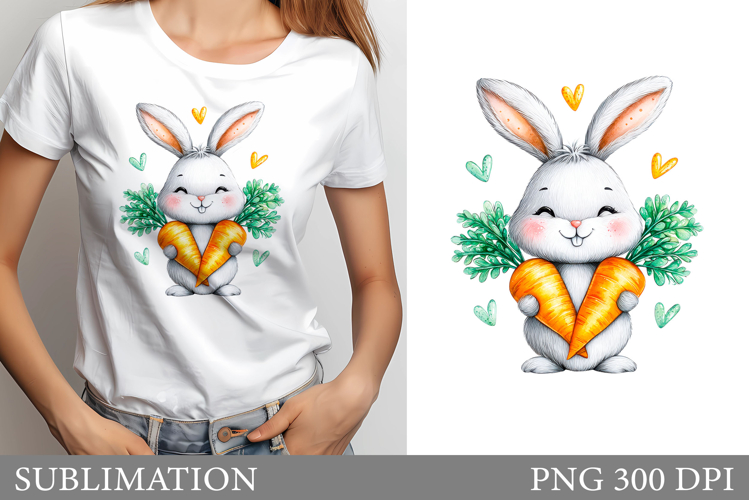 Bunny Carrot Sublimation. Bunny Carrot T-Shirt Design