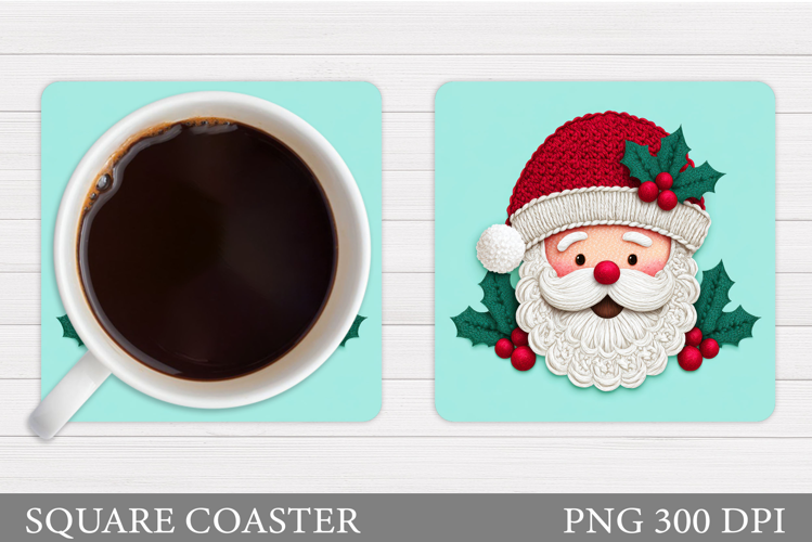 Cute Santa Coaster Sublimation. Santa Claus Coaster Design