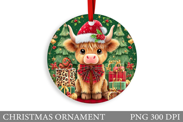 Cute Cow Christmas Ornament. Christmas Ornament Sublimation
