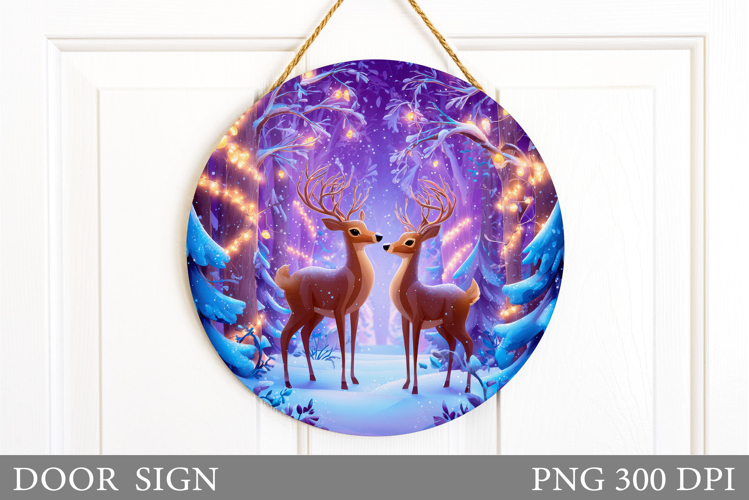 Christmas Deer Door Sign. Christmas Door Sign Sublimation