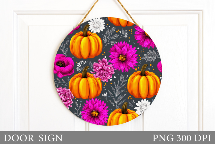 Pumpkin Door Sign Sublimation. Fall Door Sign Design