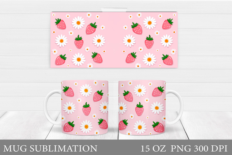 Strawberry Mug Design. Strawberry Sublimation