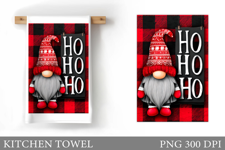 Christmas Gnome Kitchen Towel. Cute Animals Kitchen Towel