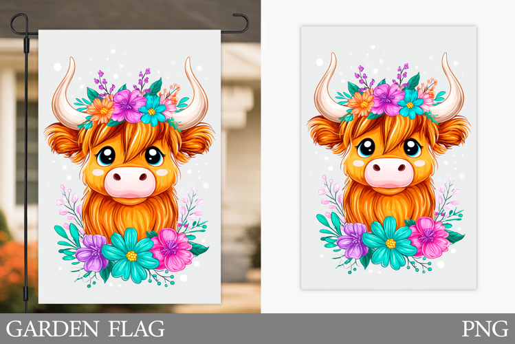 Cute Cow Garden Flag Design. Cute Cow Sublimation