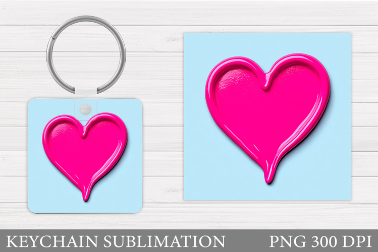 Heart Keychain Design. Valentine Keychain Sublimation