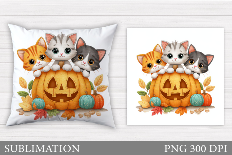 Halloween Cat Pillow Design. Cute Halloween Sublimation