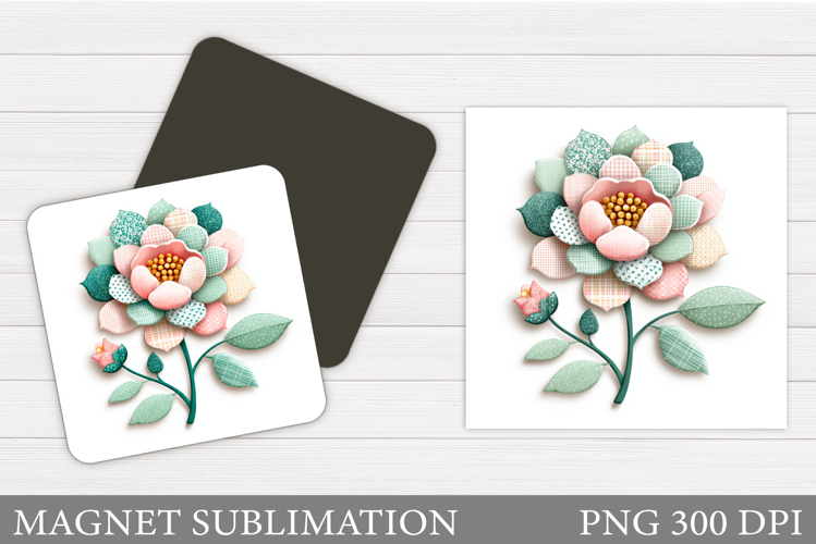 Patchwork Flower Magnet. Floral Magnet Sublimation