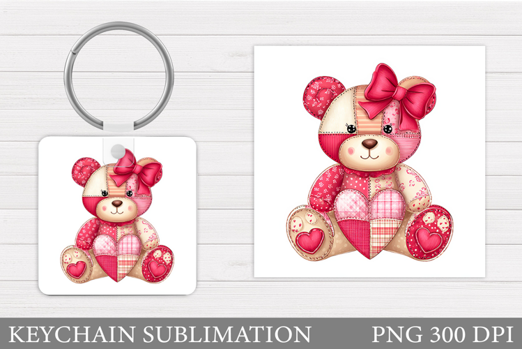 Patchwork Bear Keychain. Cute Bear Keychain Design