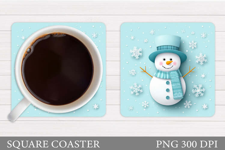 Cute Snowman Coaster Design. Christmas Coaster Sublimation example image 1