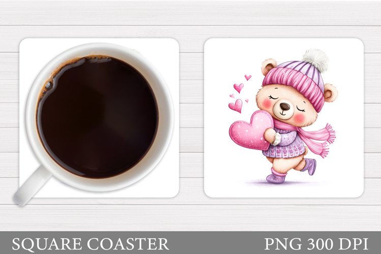 Valentines Bear Coaster. Valentines Coaster Design