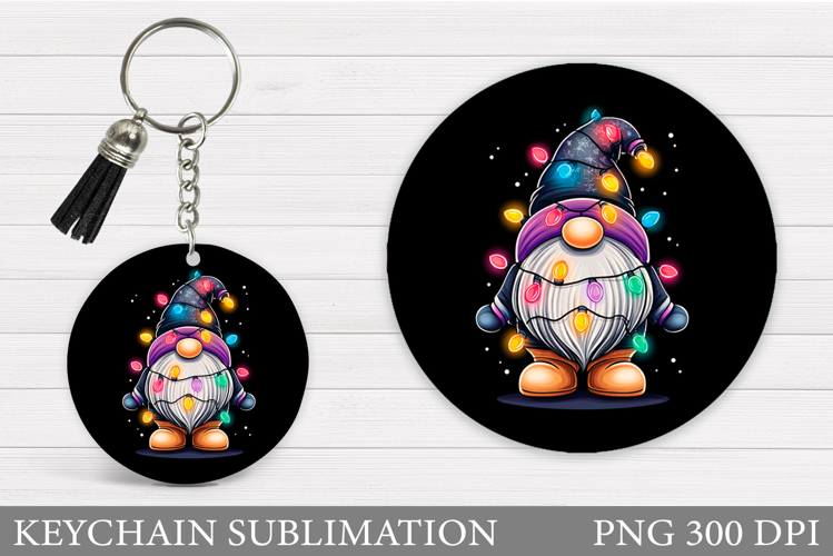 Christmas Gnome Keychain. Christmas Keychain Sublimation