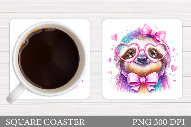 Cute Sloth Coaster Design. Cute Sloth Sublimation