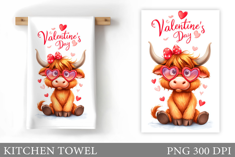 Valentines Cow Kitchen Towel. Valentine Kitchen Towel Design