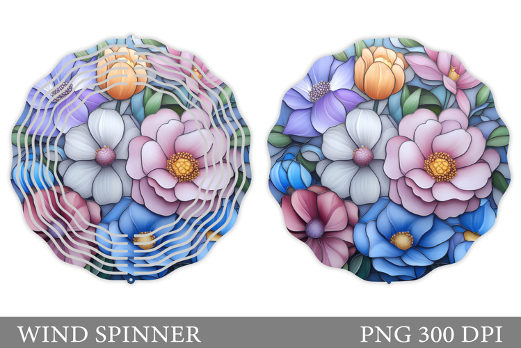 Floral Wind Spinner Sublimation. Flowers Wind Spinner Design