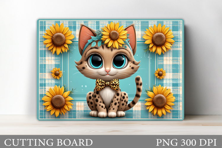 Cute Cat Cutting Board. Cat Flowers Cutting Board Design