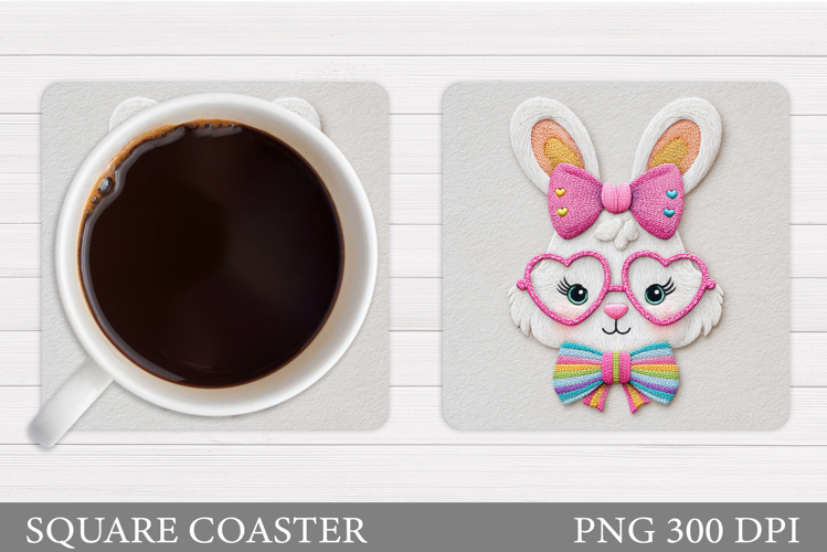 Cute Bunny Coaster Design. Cute Bunny Sublimation