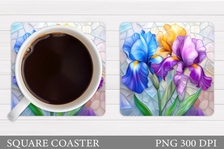 Irises Coaster Sublimation. Floral Coaster Design