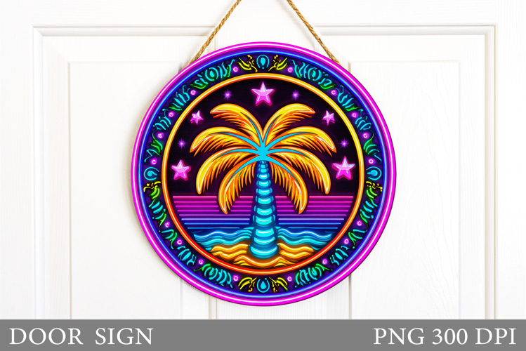 Palm Tree Door Sign Design. Summer Door Sign Sublimation