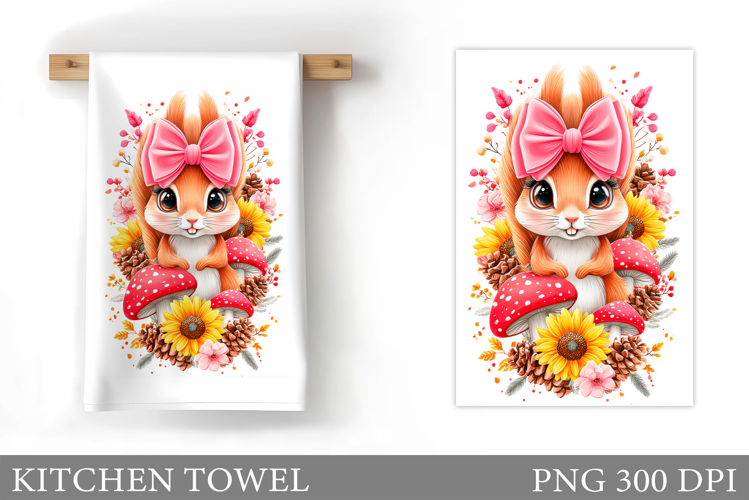 Cute Squirrel Kitchen Towel. Cute Squirrel Sublimation