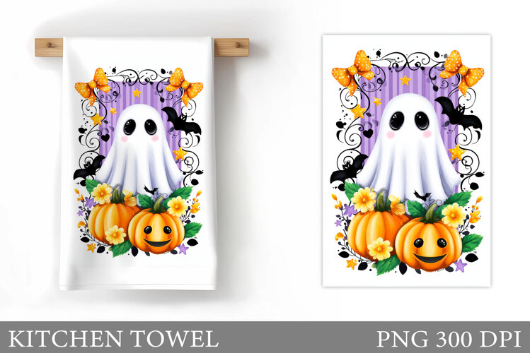 Ghost Kitchen Towel. Halloween Kitchen Towel Design example image 1