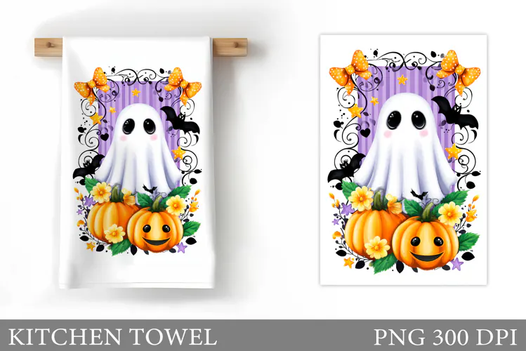 Ghost Kitchen Towel. Halloween Kitchen Towel Design