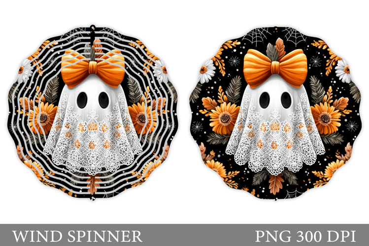 Cute Ghost Wind Spinner Design. Cute Halloween Wind Spinner