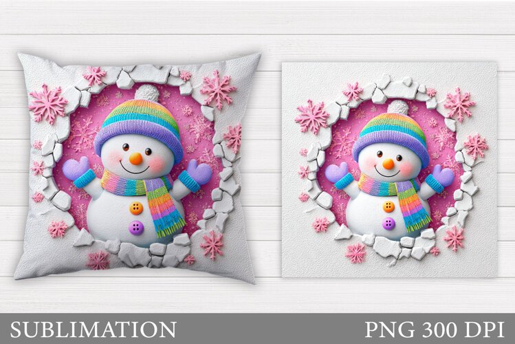 Cute Snowman Pillow Sublimation. Christmas Pillow Design example image 1