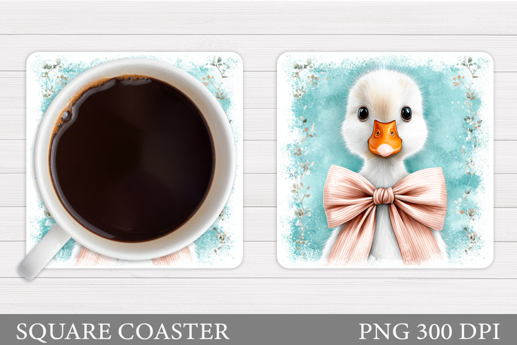 Cute Goose Coaster Sublimation. Goose Flowers Coaster Design