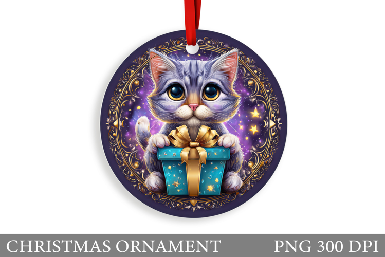 Cute Cat Christmas Ornament. Winter Cat Christmas Ornament